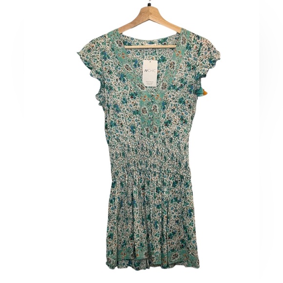 Poupette St. Barth Rachel Floral Flutter Sleeve Tassel Tie Shoulder Mini Dress - Picture 3 of 8